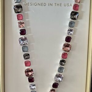 Multi-Gemstone Pink & Gray Crystal Necklace — Designed in USA